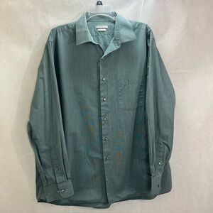 Van Huesen Men’s Dress Shirt 17 - 17 1/2 34/35 Long Sleeve Green